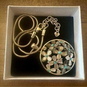 Brighton Silver Plated Turquoise Flower Pendant Necklace